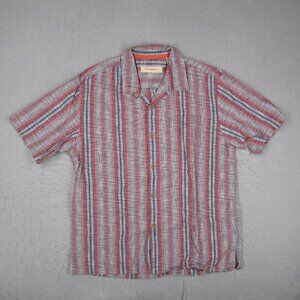 Tommy Bahama Shirt Mens Large Multicolor Silk Blend Hawaiian Button Up Tiki